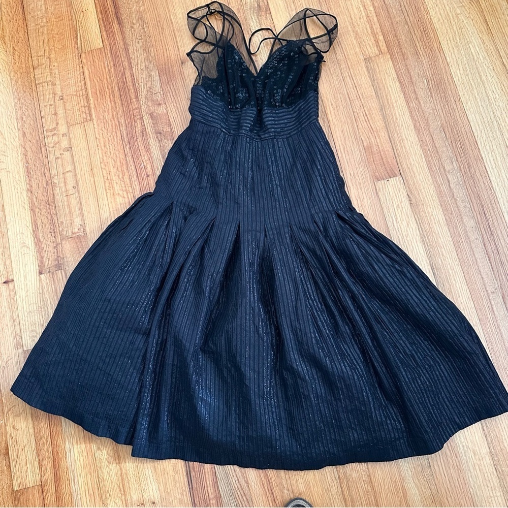 Tracy Reese New York Black Midi Lace sequins Dress Size 6